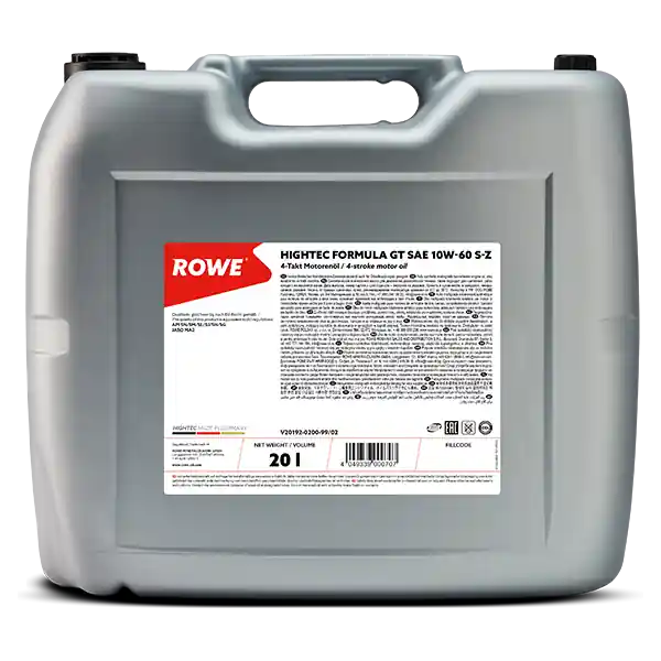 ROWE HIGHTEC FORMULA GT SAE 10W-60 S-Z 4-Takt Motorenöl Motorradöl 20 Liter Mega-Angebot