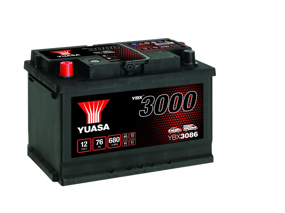 Yuasa YBX3086 12V 76Ah 680A SMF Autobatterie Markenware