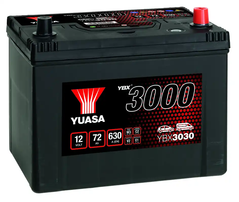 Neuheit Yuasa YBX3030 12V 72Ah 630A SMF Autobatterie
