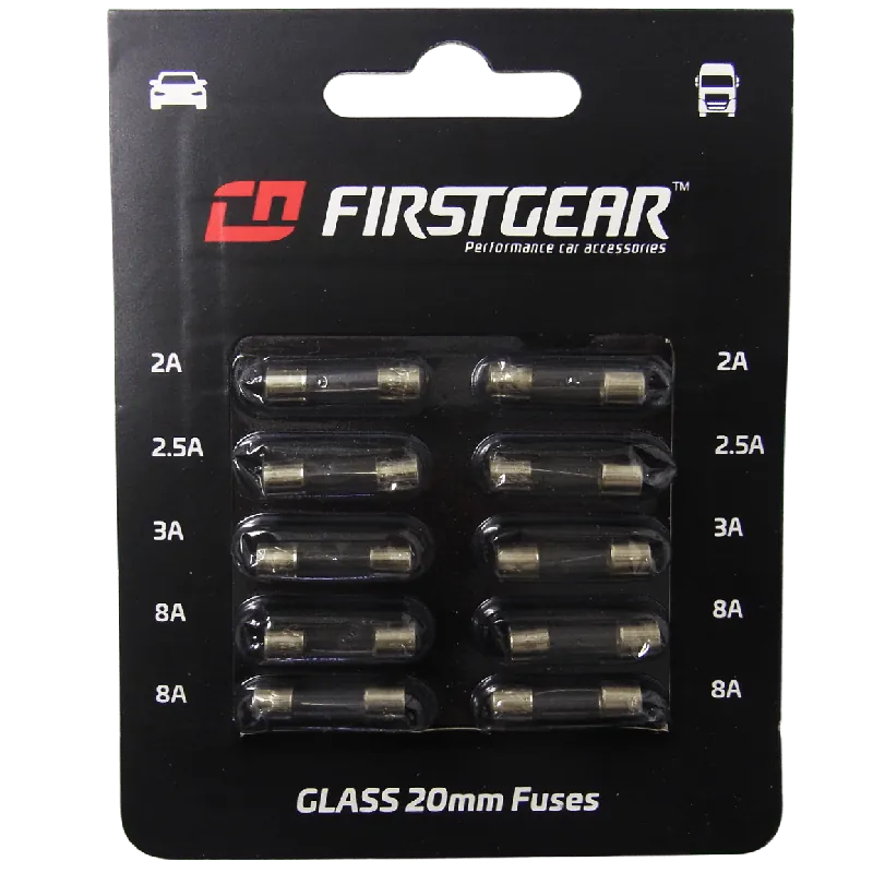 Sicherungen Glas 20mm Ersatzsicherungen Blister FirstGear Echt