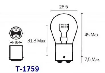 Günstig Lampe / Glühlampe 6V BAX15D 15/15 Watt (kleiner Sockel)